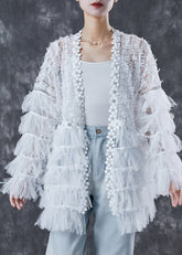 Diy Weißer Lagen-Patchwork-Spitzen-Cardigan Frühling
